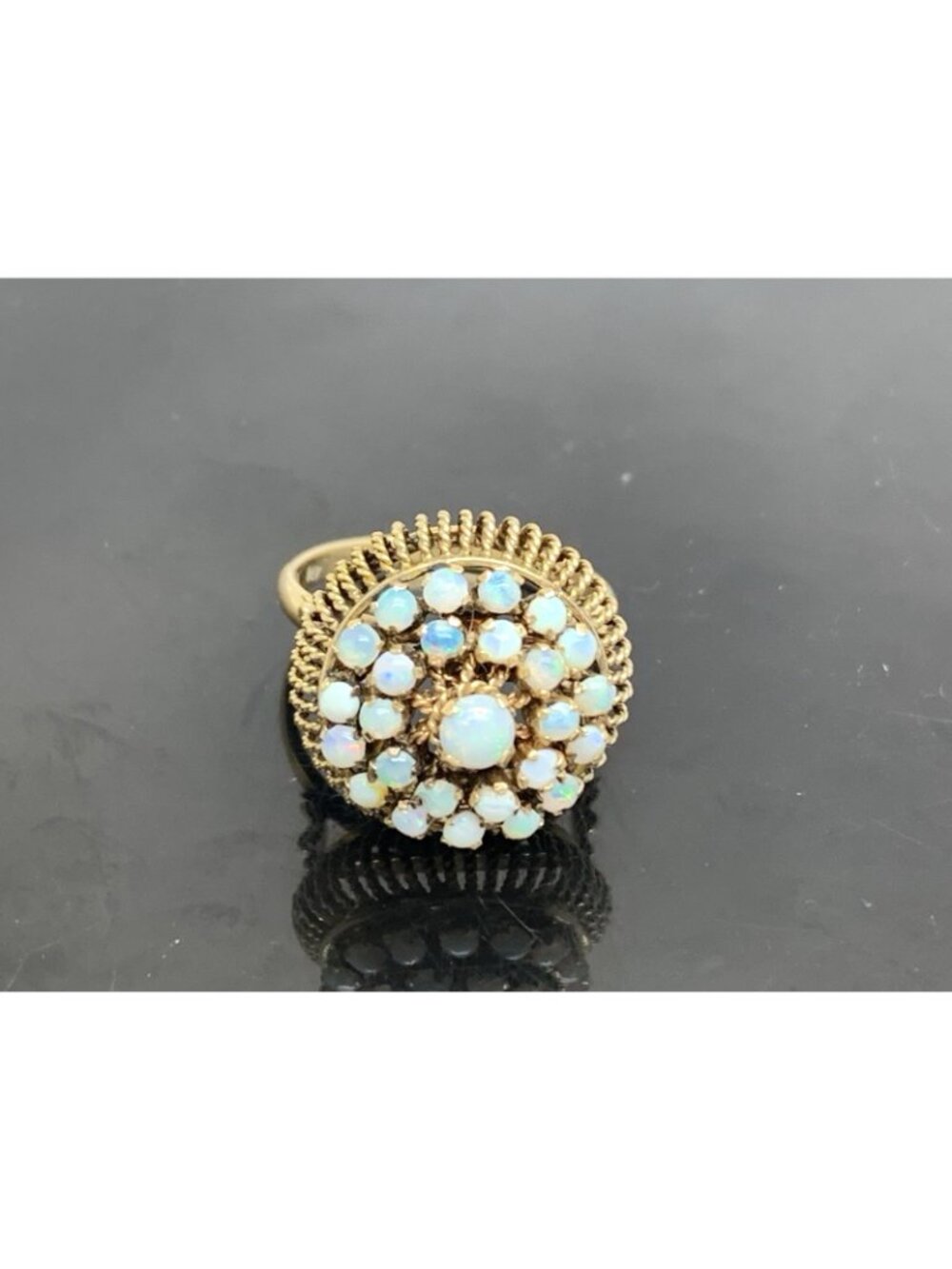 White Opal Cocktail Cluster Women's Ring 14k Yellow Gold Estate Jewelry Size 7.5 - Picture 14 of 16